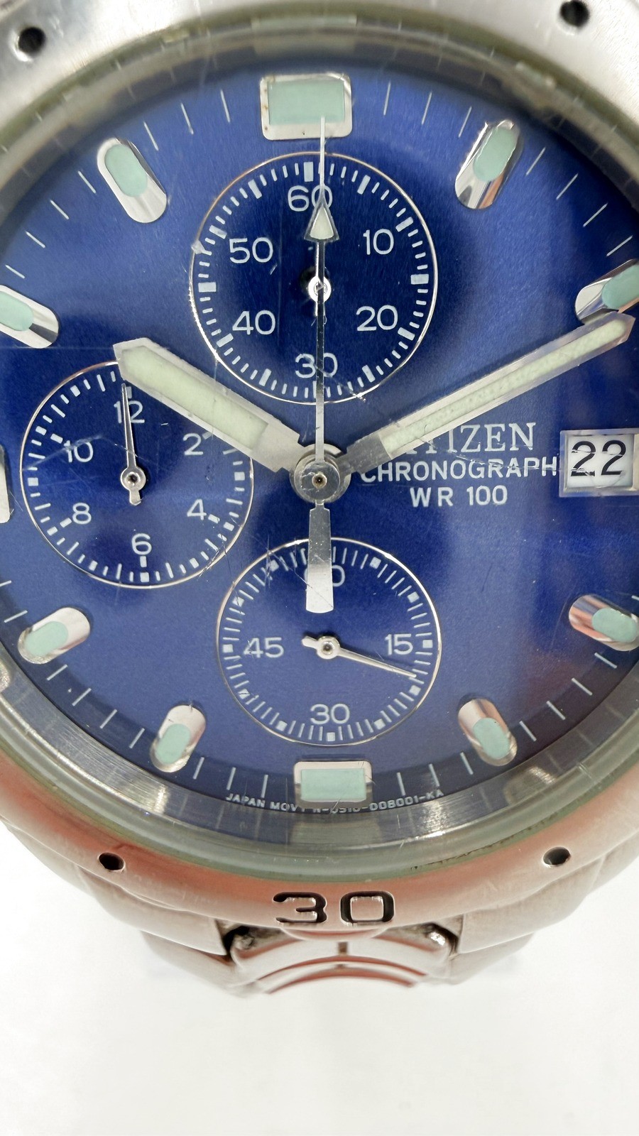 Citizen Chronograph WR100 Blue Dial Stainless Steel Watch New Movement