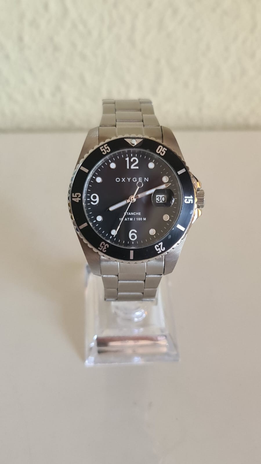 Oxygen Diver Legend Men’s Watch NEW Full Set Black Dial Steel Bracelet 10 ATM 10