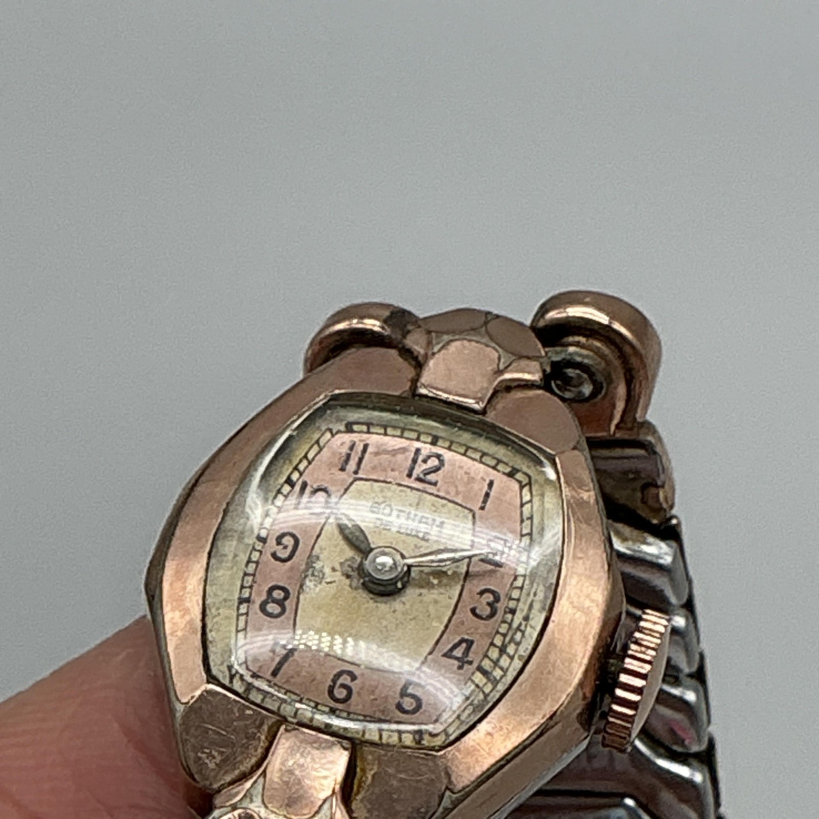 Vintage Gotham De Luxe Womens Watch 16mm Rose Gold Tone Speidel Manual Wind