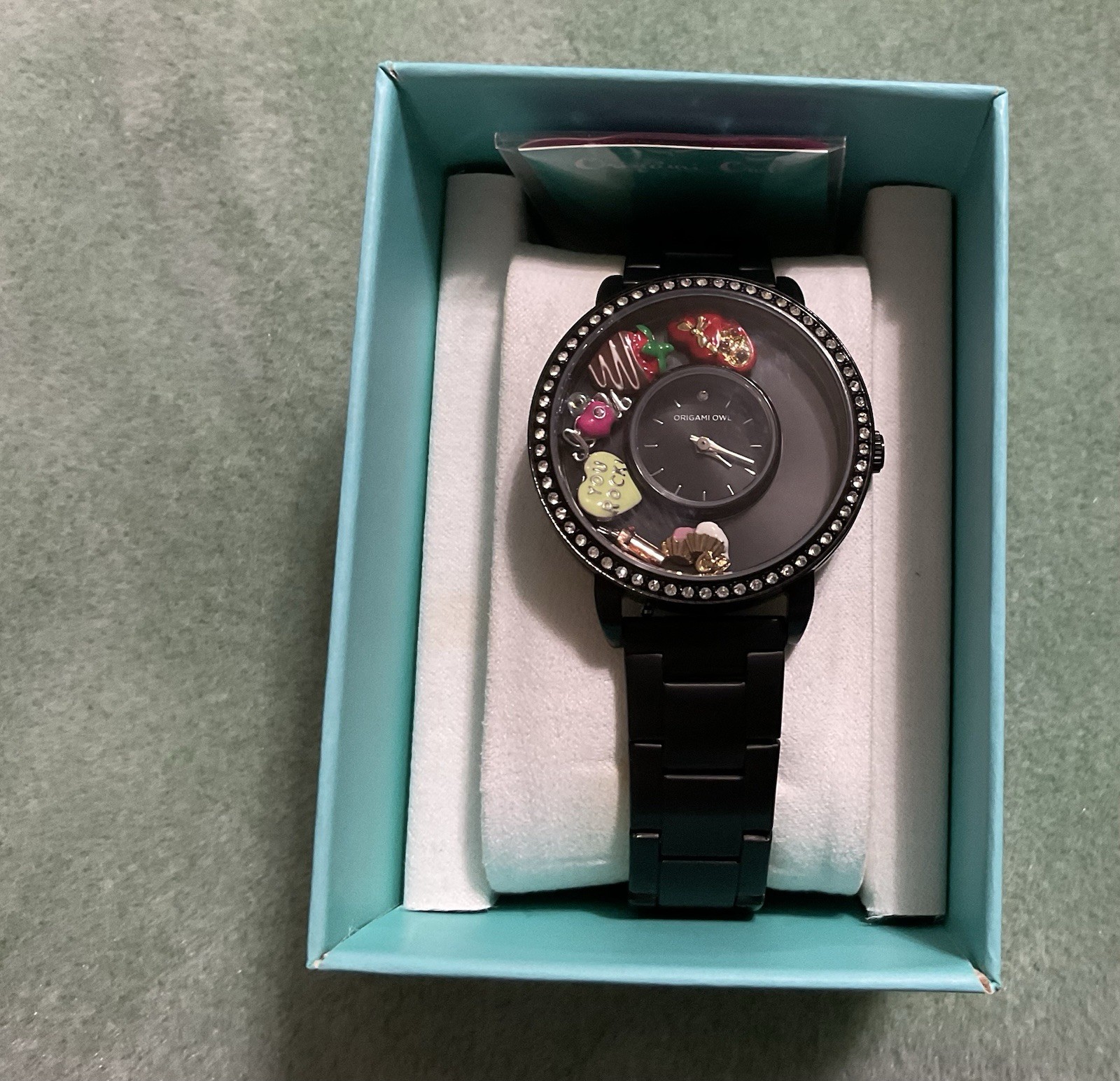 Origami Owl Signature 2 Locket Wristwatch Quartz Analog Bracelet w/ Box/charms