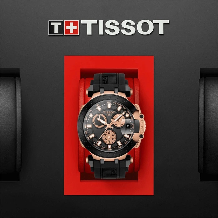 Tissot Men’s T-Race Quartz Chrono Black Dial Gold Plated Accents T1154173705100