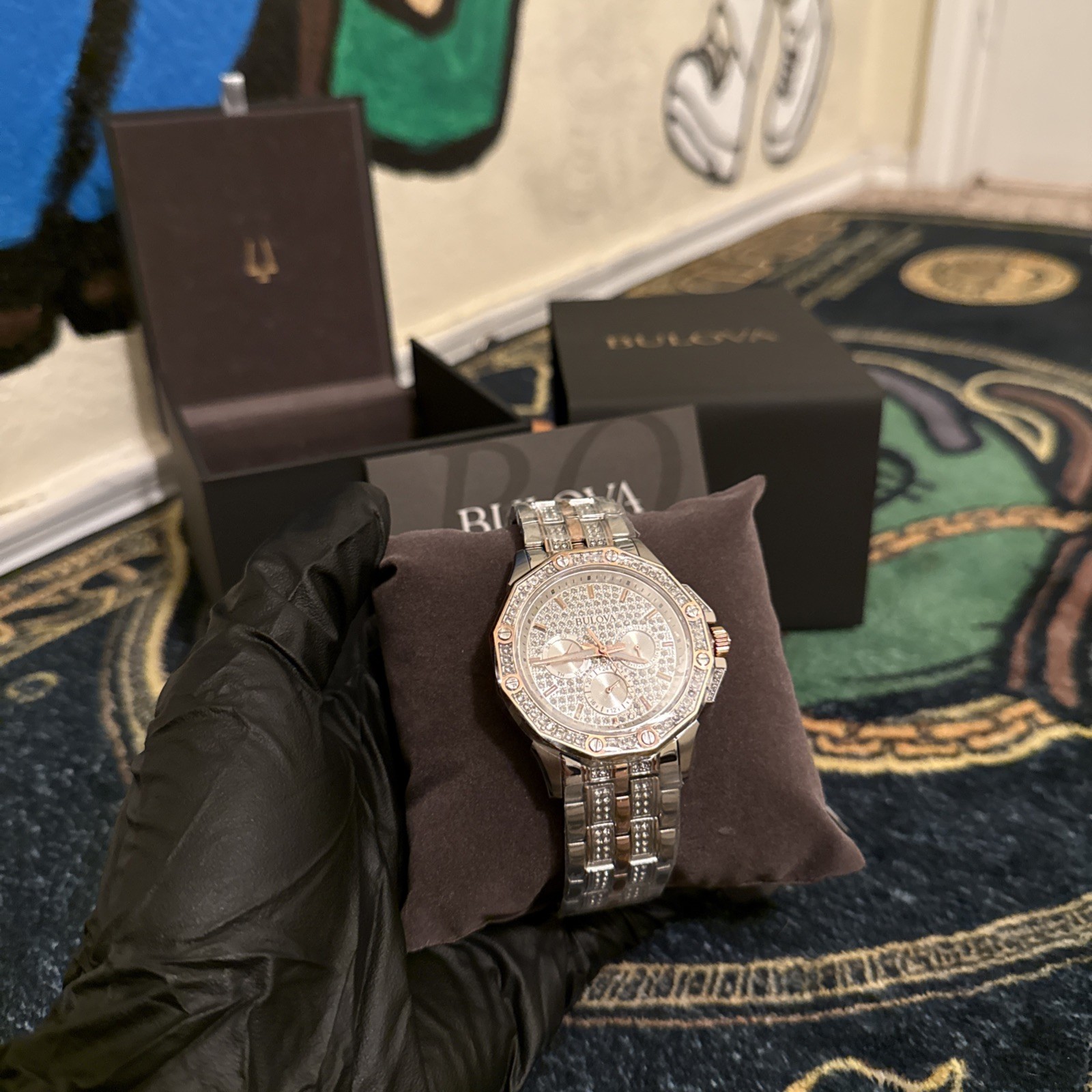 Bulova Octava Quartz Watch 41.5mm Crystal White Dial Two Tone Men’s Watch 98C133