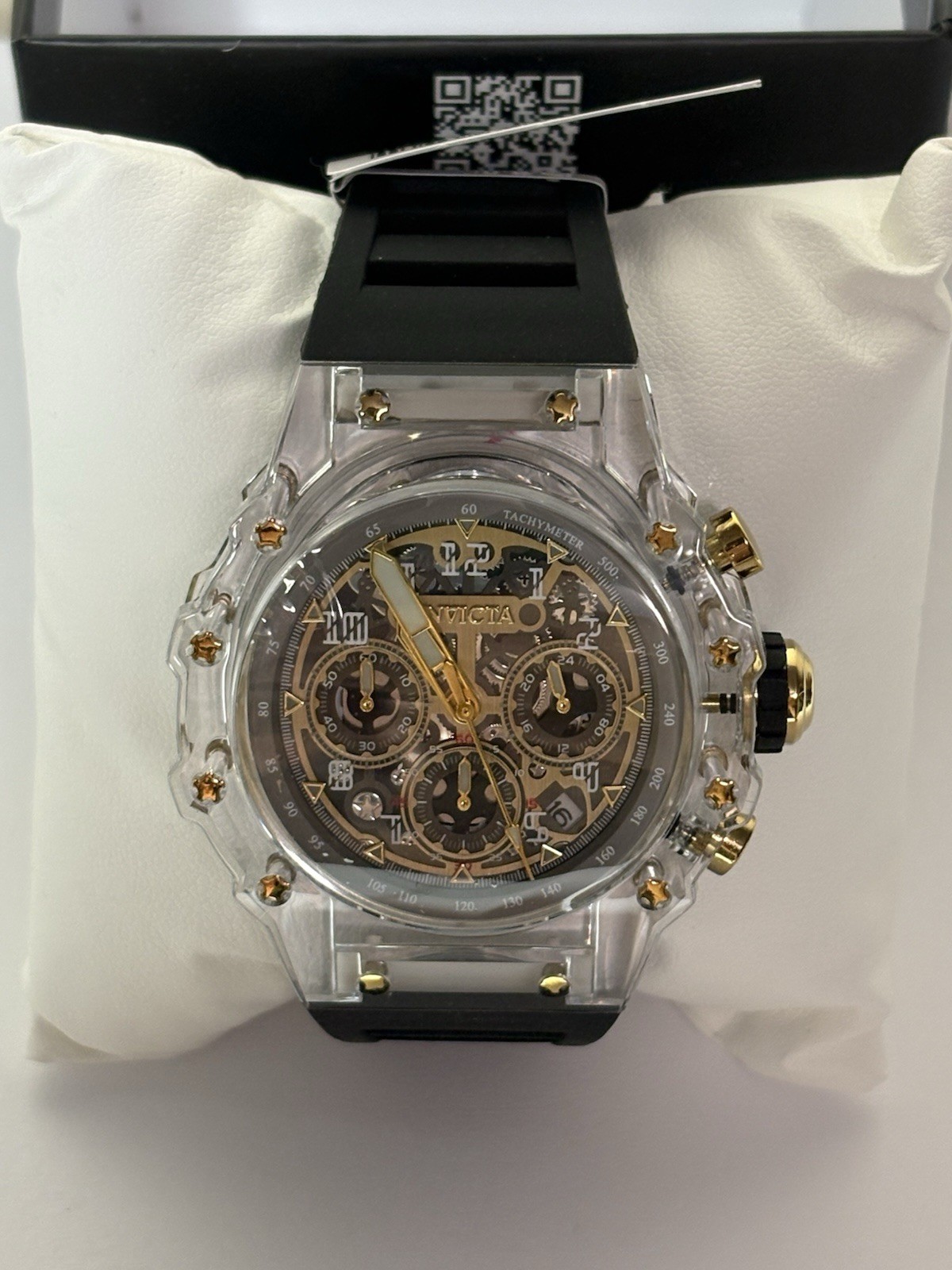 Invicta Racing Vaulthan Men’s Black Transparent 44mm Quartz Watch 69690 NIB