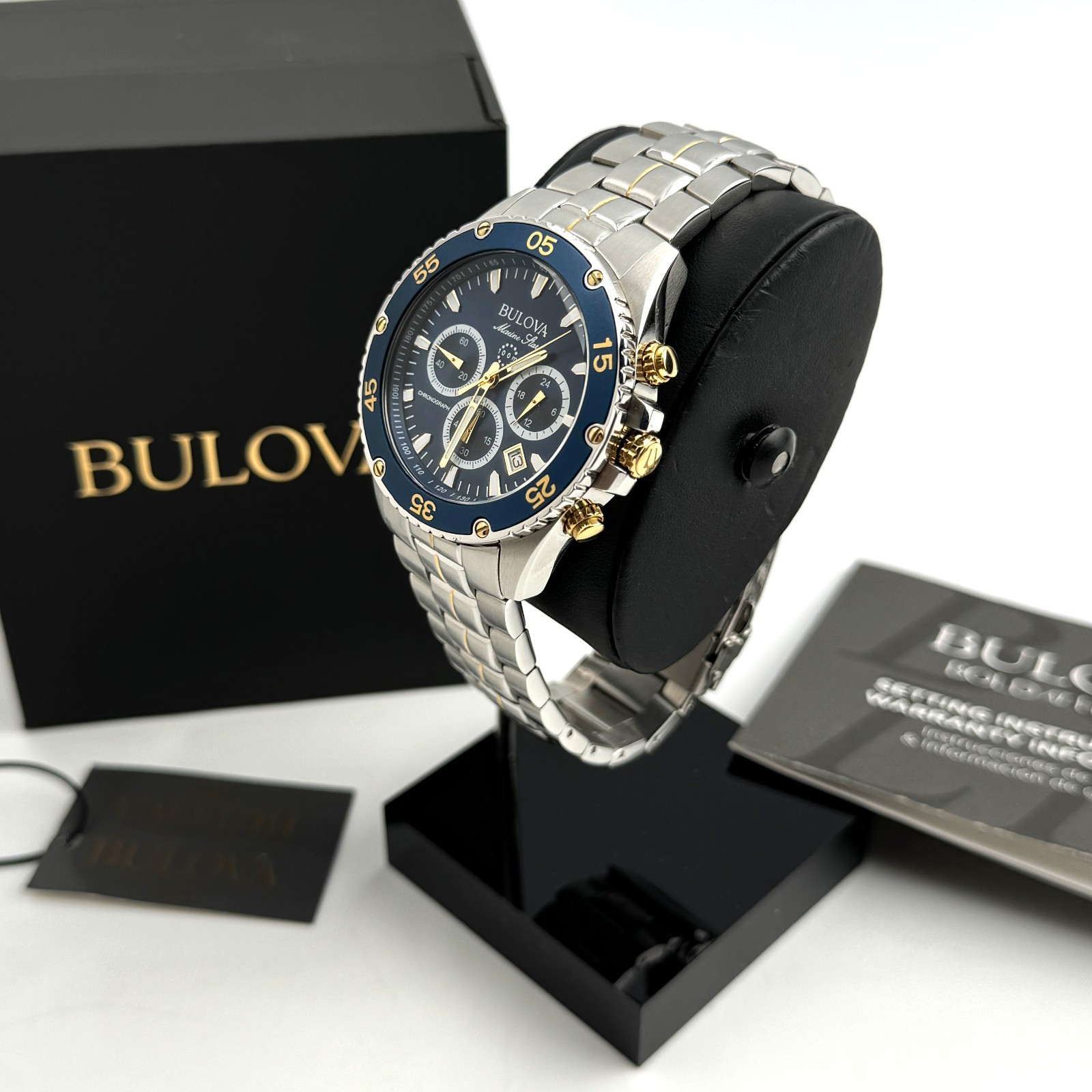 Bulova 98B400 Marine Star Chronograph Blue Dial Two-Tone stainless Men’s Watch