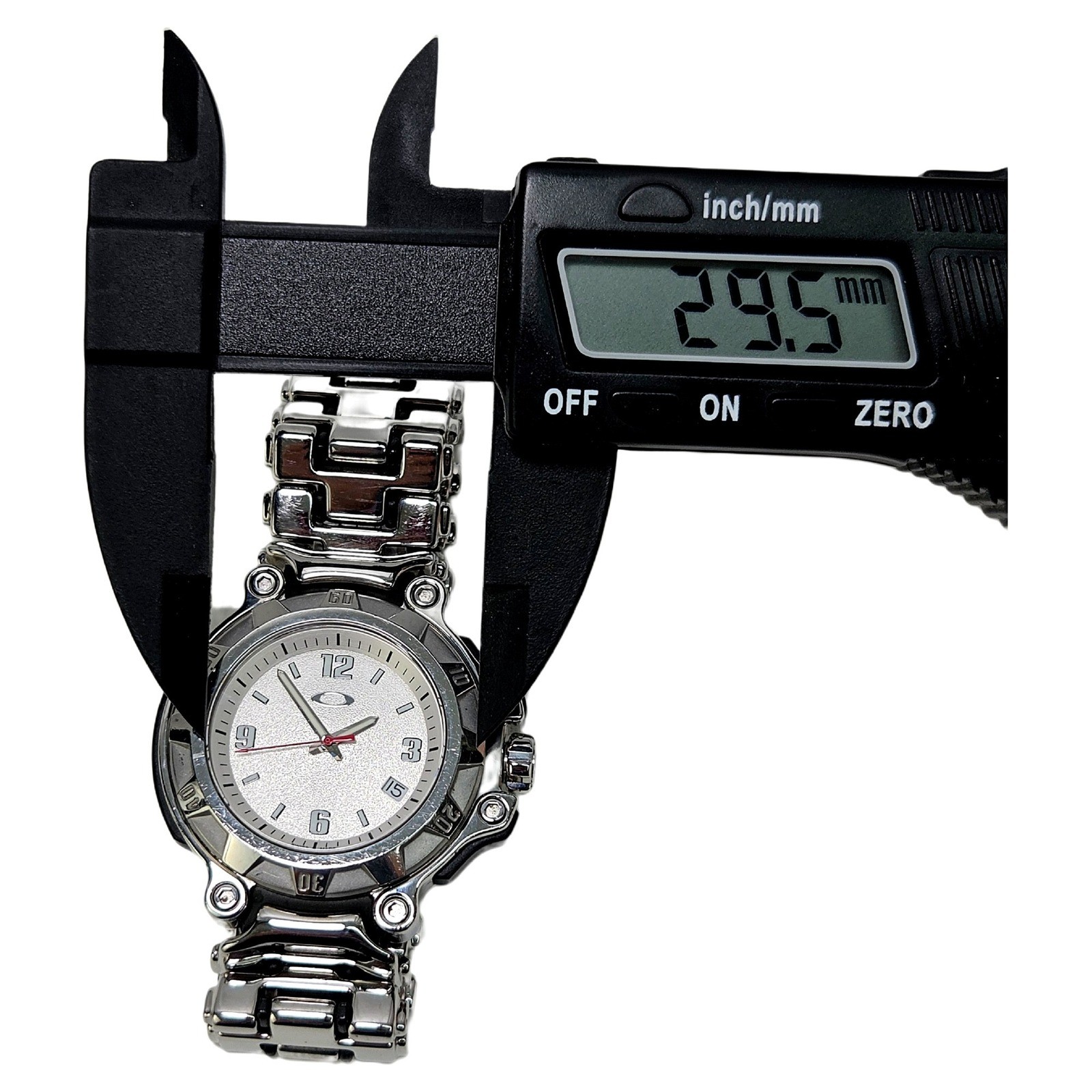 Oakley Crankcase Swiss Quartz Silver Steel Watch 10Bar Sapphire Crystal EUC