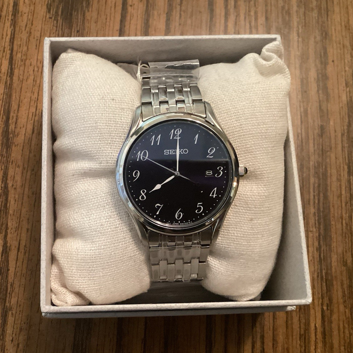 Seiko SUR309P1 Men’s Blue Dial Quartz Stainless Steel Bracelet 100m Date Box