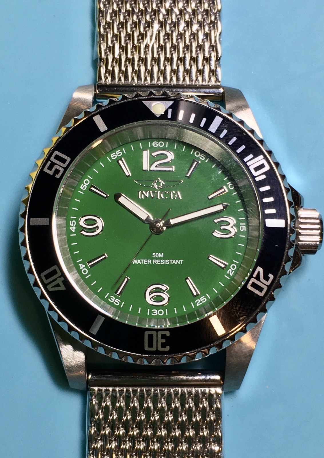 INVICTA PRO DIVER GREEN FATHOMS STYLE NO DATE ALPHA NUMERIC 40MM QUARTZ CUSTOM
