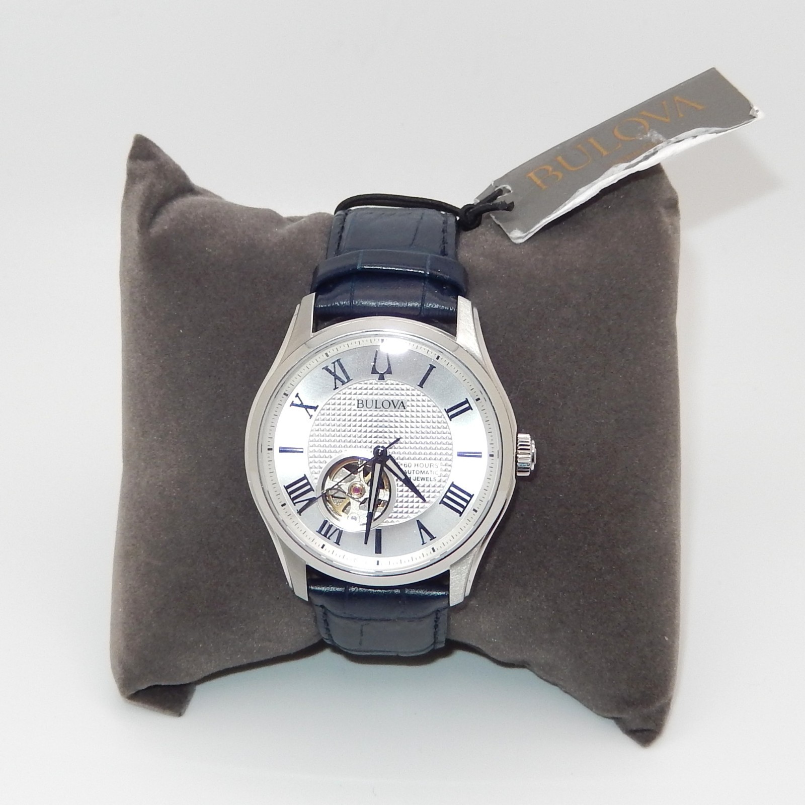 Bulova Men’s Classic Wilton Automatic Watch – 96A206, 42mm, Blue Leather Strap
