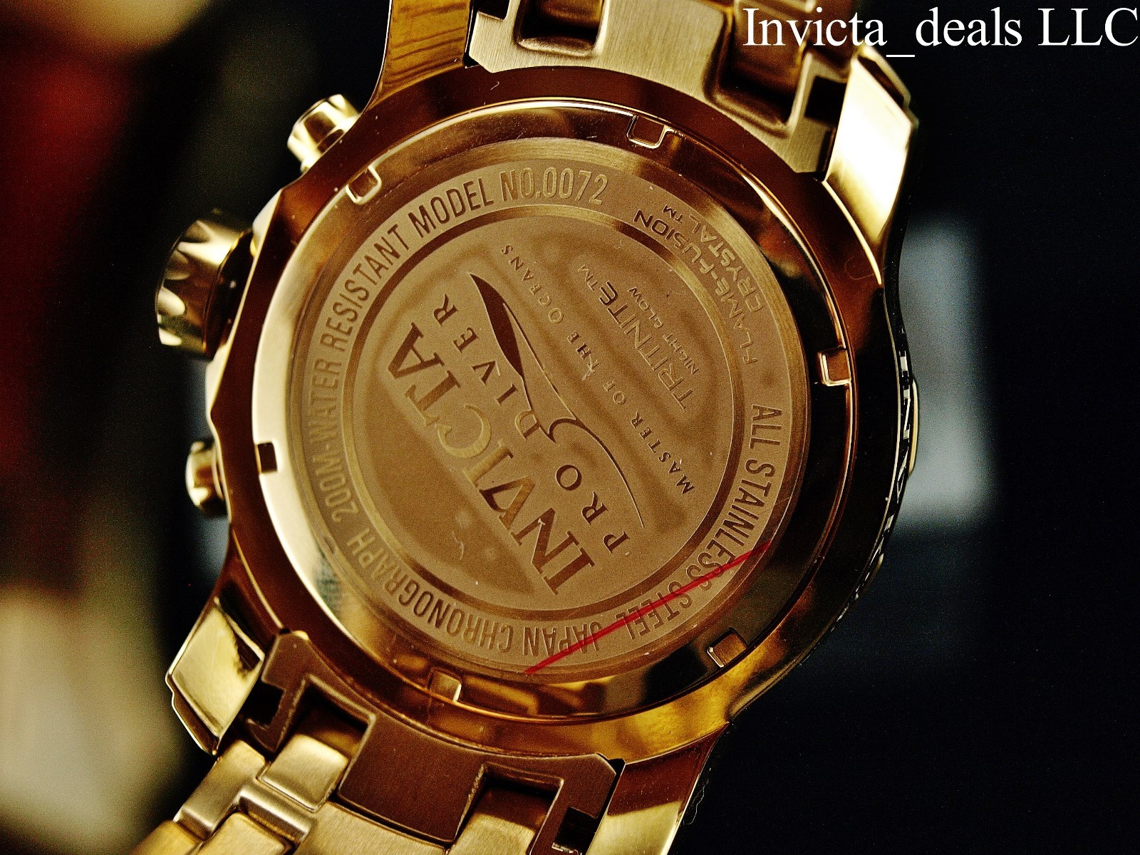 Invicta Men 48mm Pro Diver SCUBA Chronograph Black Dial 18k Gold Plated SS Watch