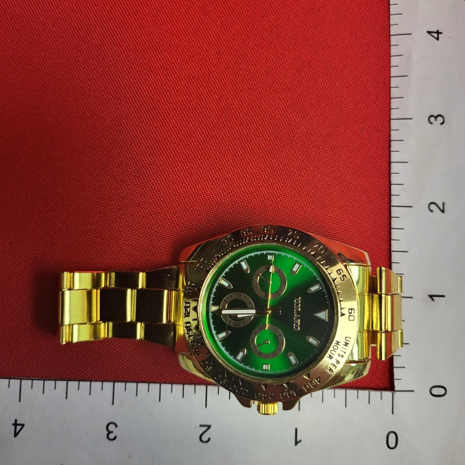 Yolako Watch Luxury Mens Green Gold Metal Round Pointer Quartz Watch Fancy