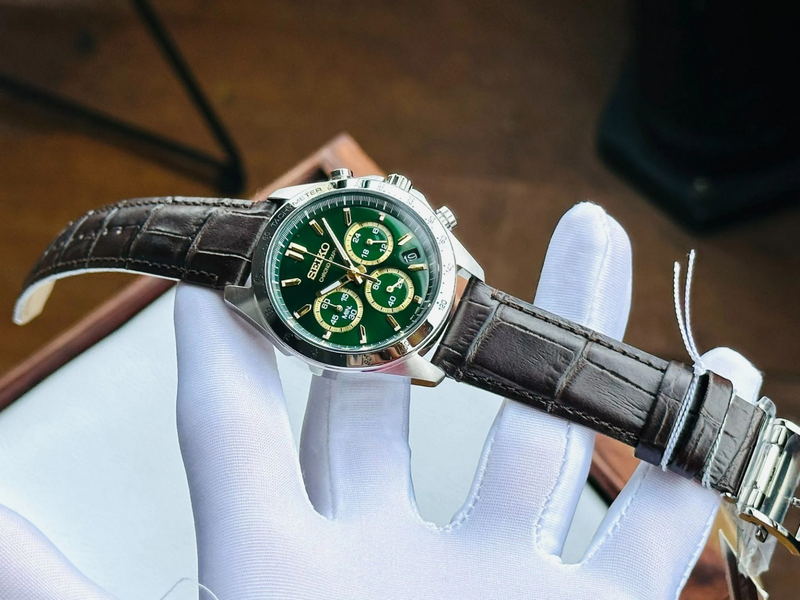 Seiko Spirit Chronograph Green Dial Stainless Steel Men’s Watch SBTR017