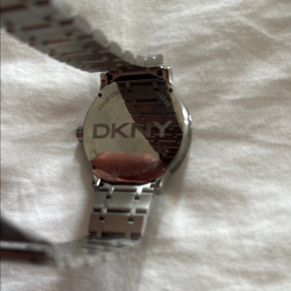 DKNY Silver Tone Watch with White Dial