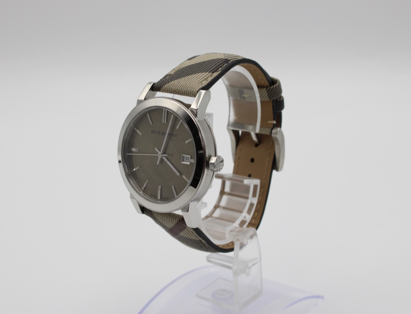 Burberry BU9029 38 MM The City Check Stainless Steel Unisex Swiss Watch