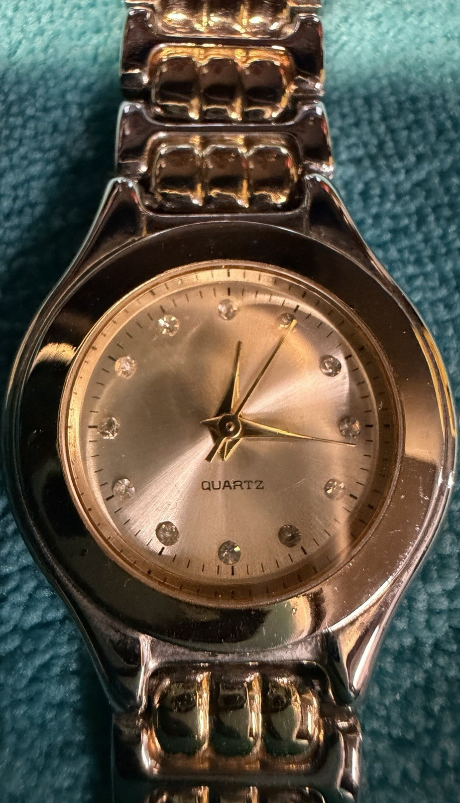 Silver Quartz Analog Wristwatch Diamond Markers Metal Band Dress Formal