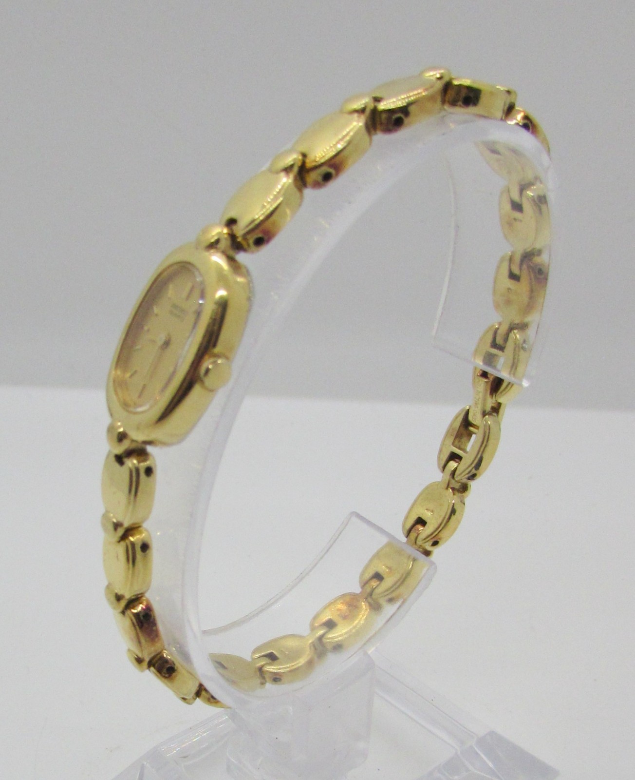 SEIKO 2E20-5739 GOLD TONE GOLD DIAL QUARTZ 13MM WRIST WATCH