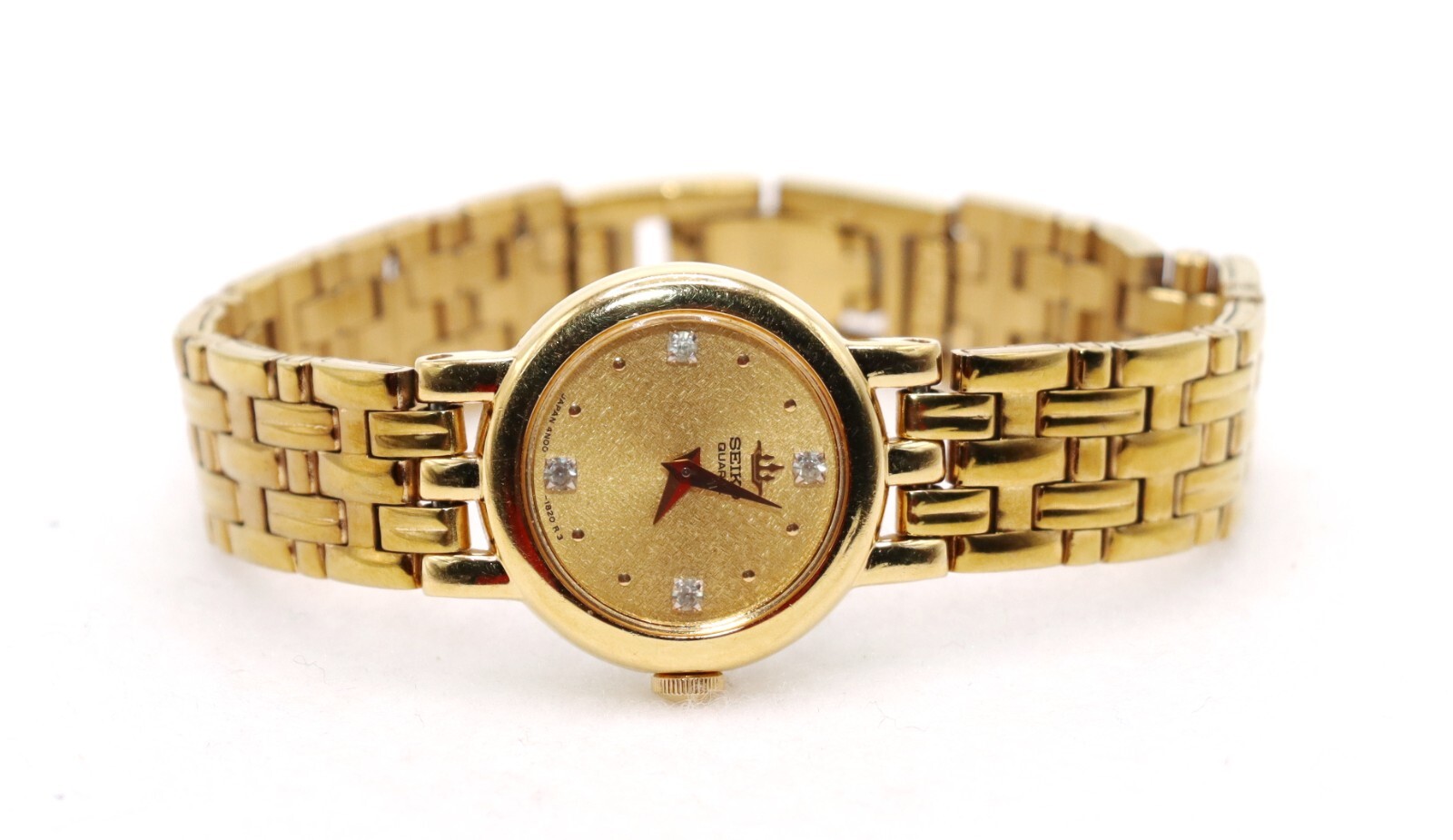 Seiko Girls Diamond Gold Tone Strap Bracelet Watch 6″ ~ Pre-owned