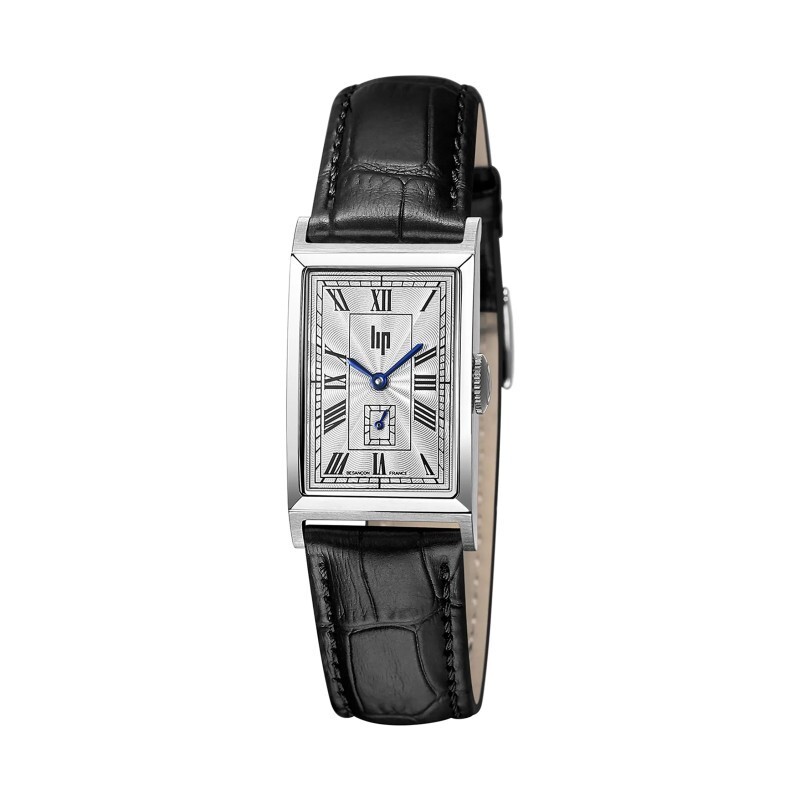 Lip Churchill T18 671929 Mens Black Leather Straps White Dial Watch 38.5 mm