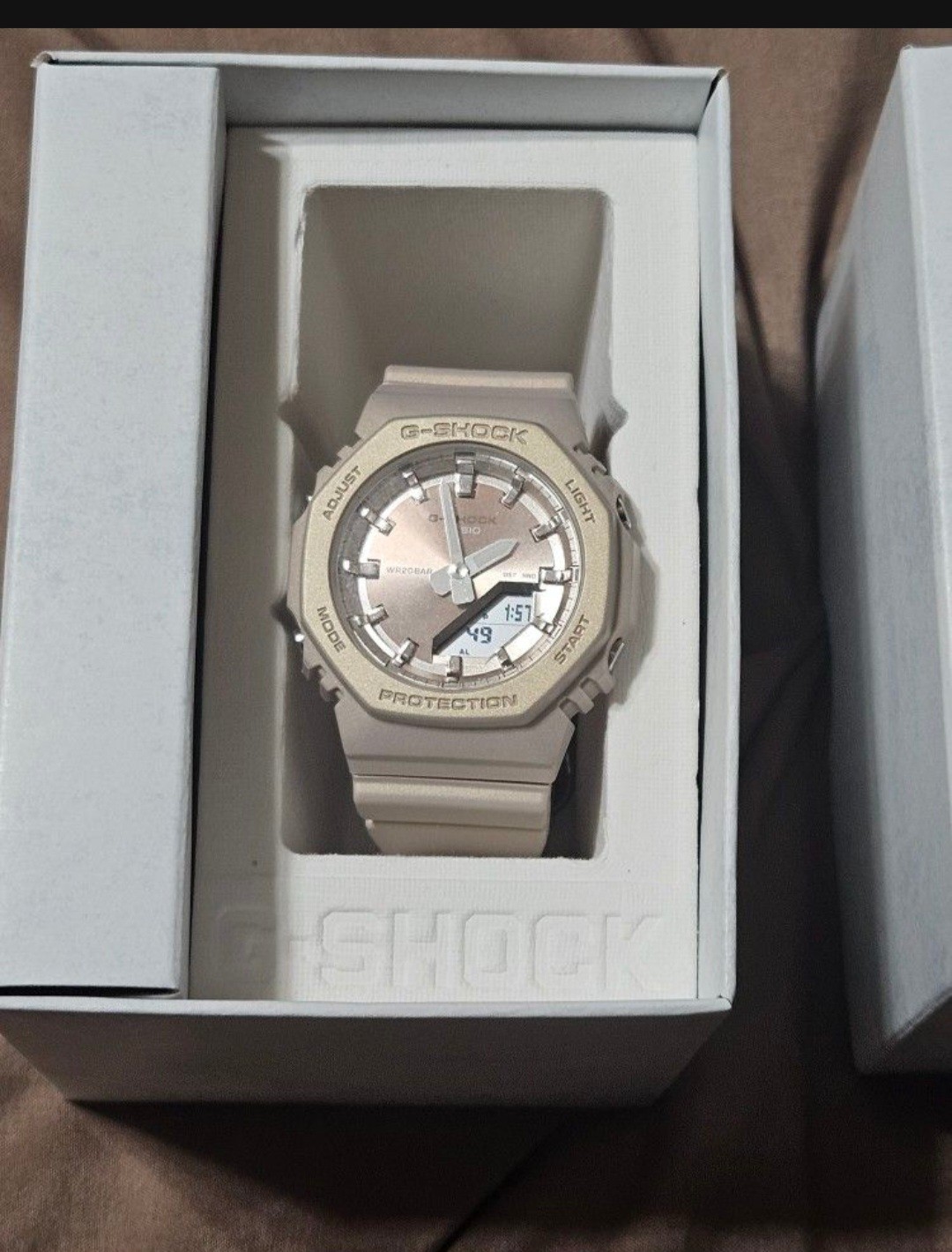 G-SHOCK Beige Analog-Digital Quartz Sport Watch Resin Strap 200m w/ Box