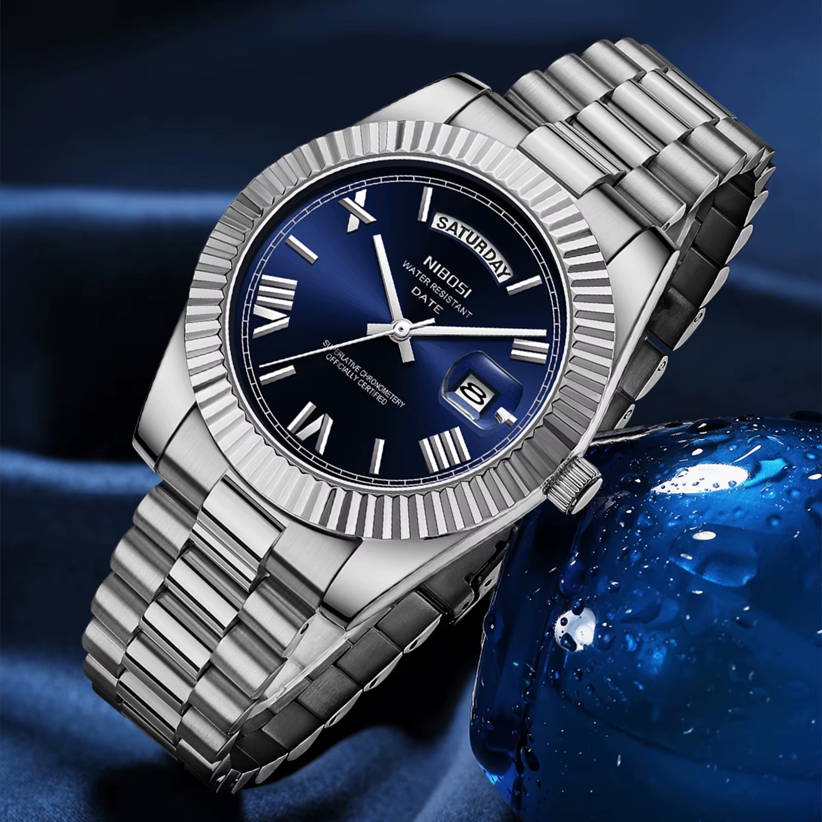 NIBOSI 2628 Men’s Quartz Watch – Waterproof Stainless Steel Casual Style