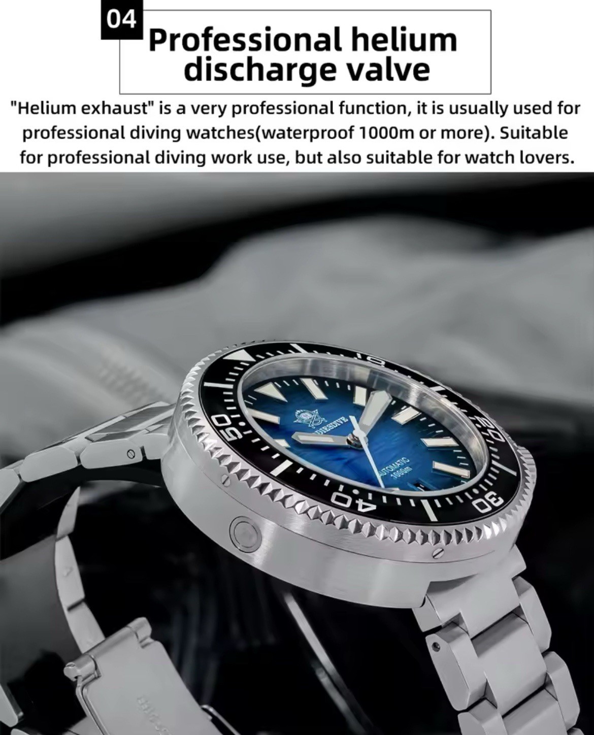 Addiesdive 1000M Professional Diver – 46mm Automatic (NH35), Sapphire Crystal