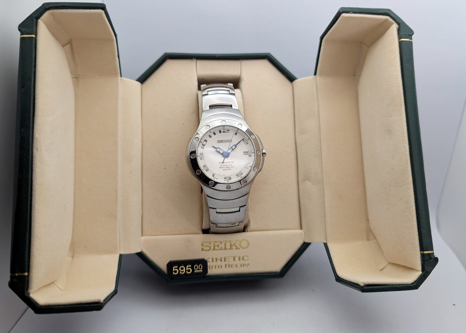 Seiko Premier Auto Relay 5J22 White Dial Sapphire | New Capacitor & Hinged Box