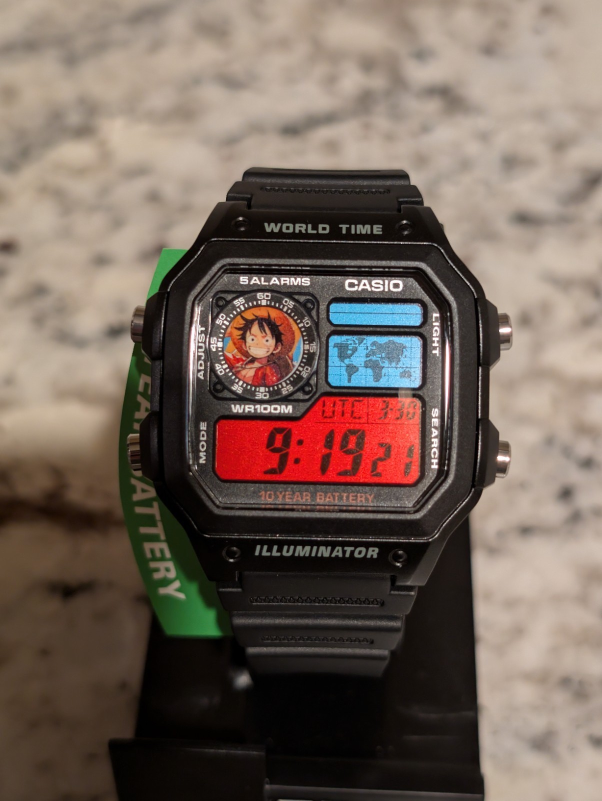 Luffy Mod Custom Casio AE1200 Black watch Mod Cartoon Anime one Piece