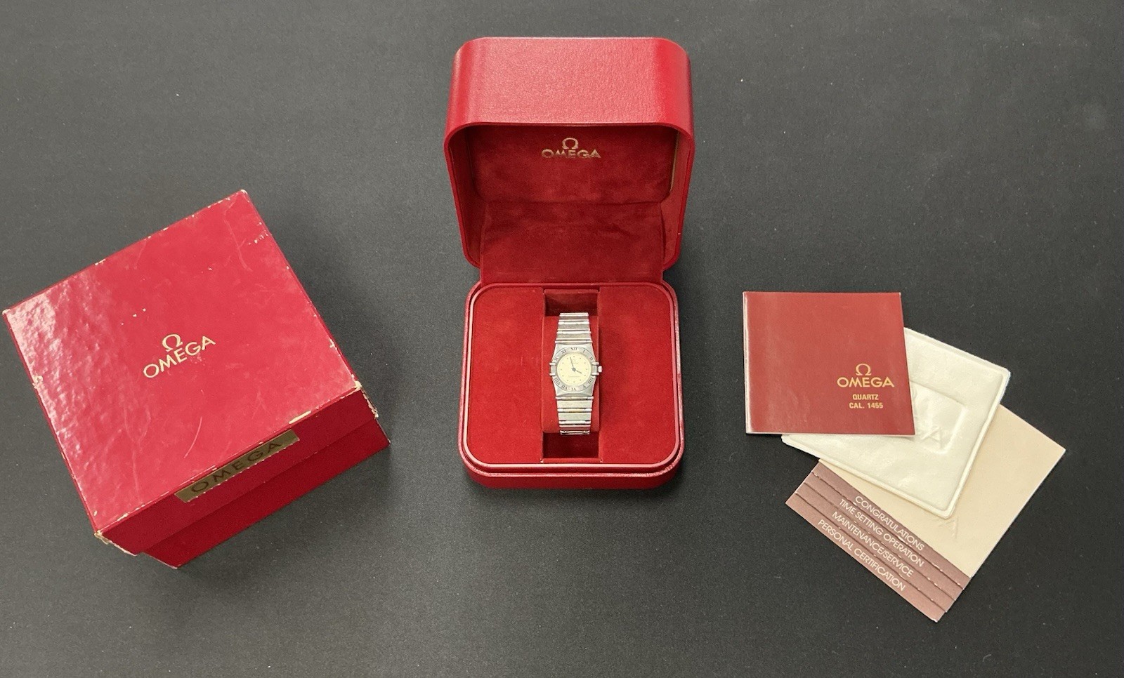 Vintage OMEGA Constellation Cal.1455 Qz Roman 22mm Womens ~ Box & Papers