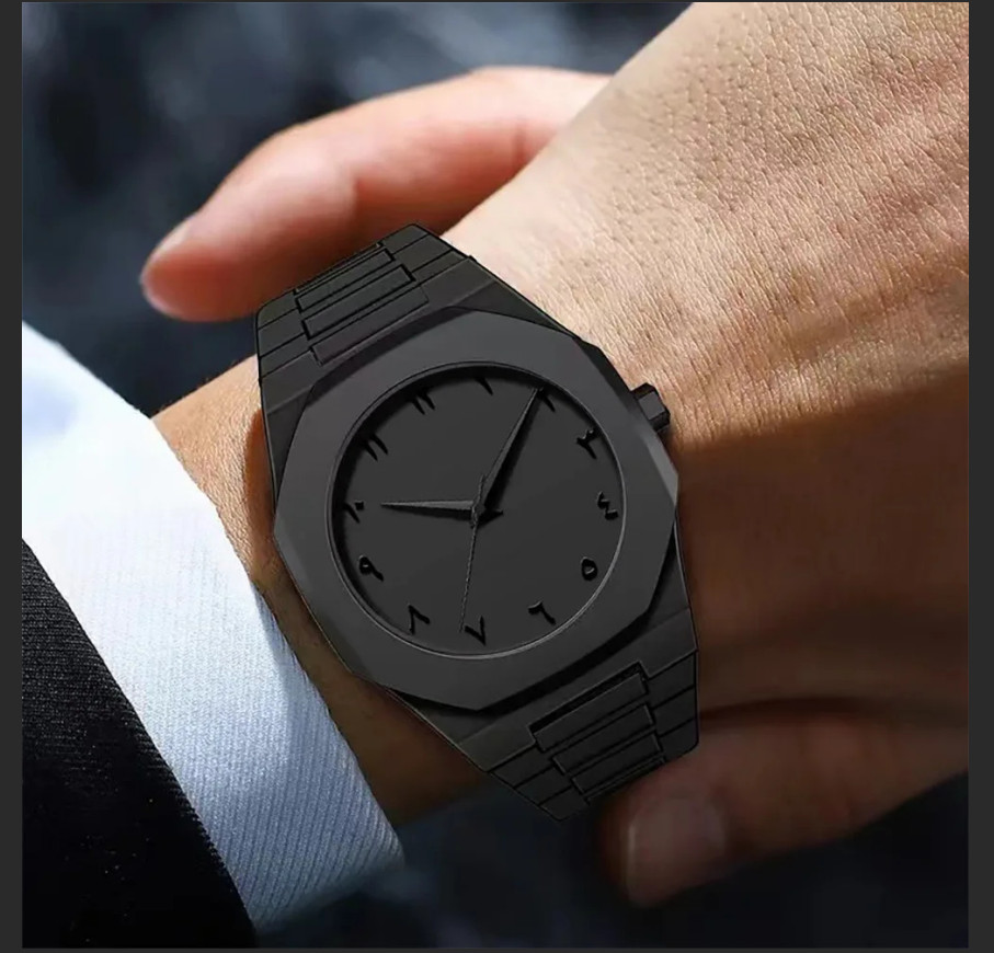 New Fashionable Men’s Watch Simple Black Male Quartz Watches Arabic digital Casu