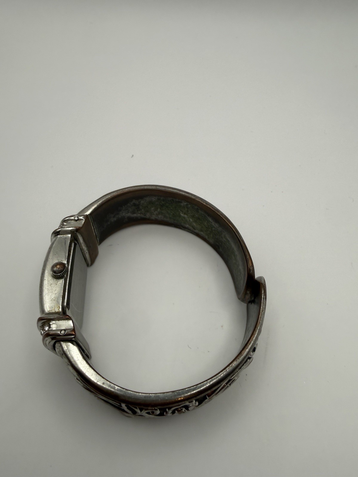 Vivani Women’s Quartz Rectangle Silver Bangle Watch Textured Dial Arabic/Stick