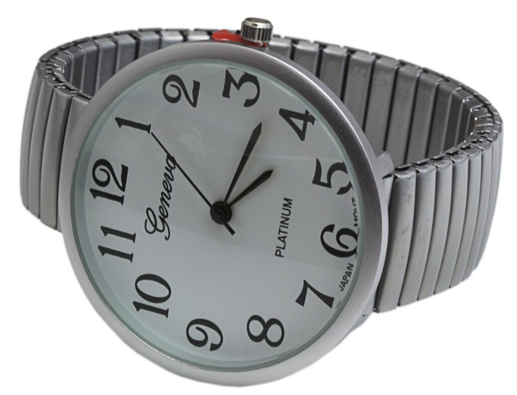 Fashion Watch Wholesale Geneva Super Large Stretch Watch Numbered Brushed Silver