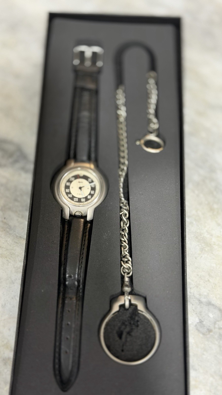 BMW R 69 S Automatic Mechanical Wristwatch Black Leather Strap Box & Manual