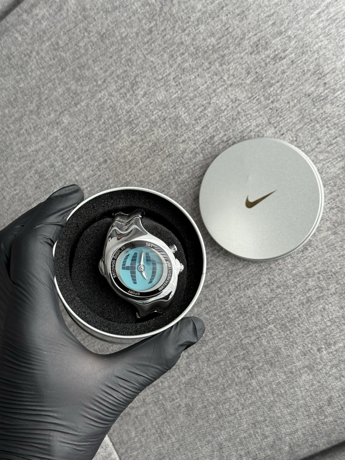 Vintage Nike Triax Metal Steel Watch Hype Y2K Avantgarde Retro Silver Chrome