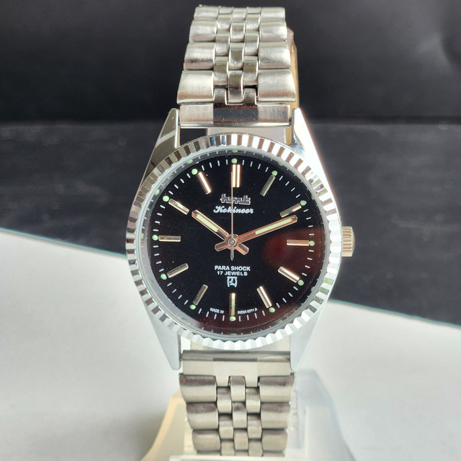 Vintage HMT Kohinoor Fluted Bezel Mechanical Hand Winding Wrist Watch A25