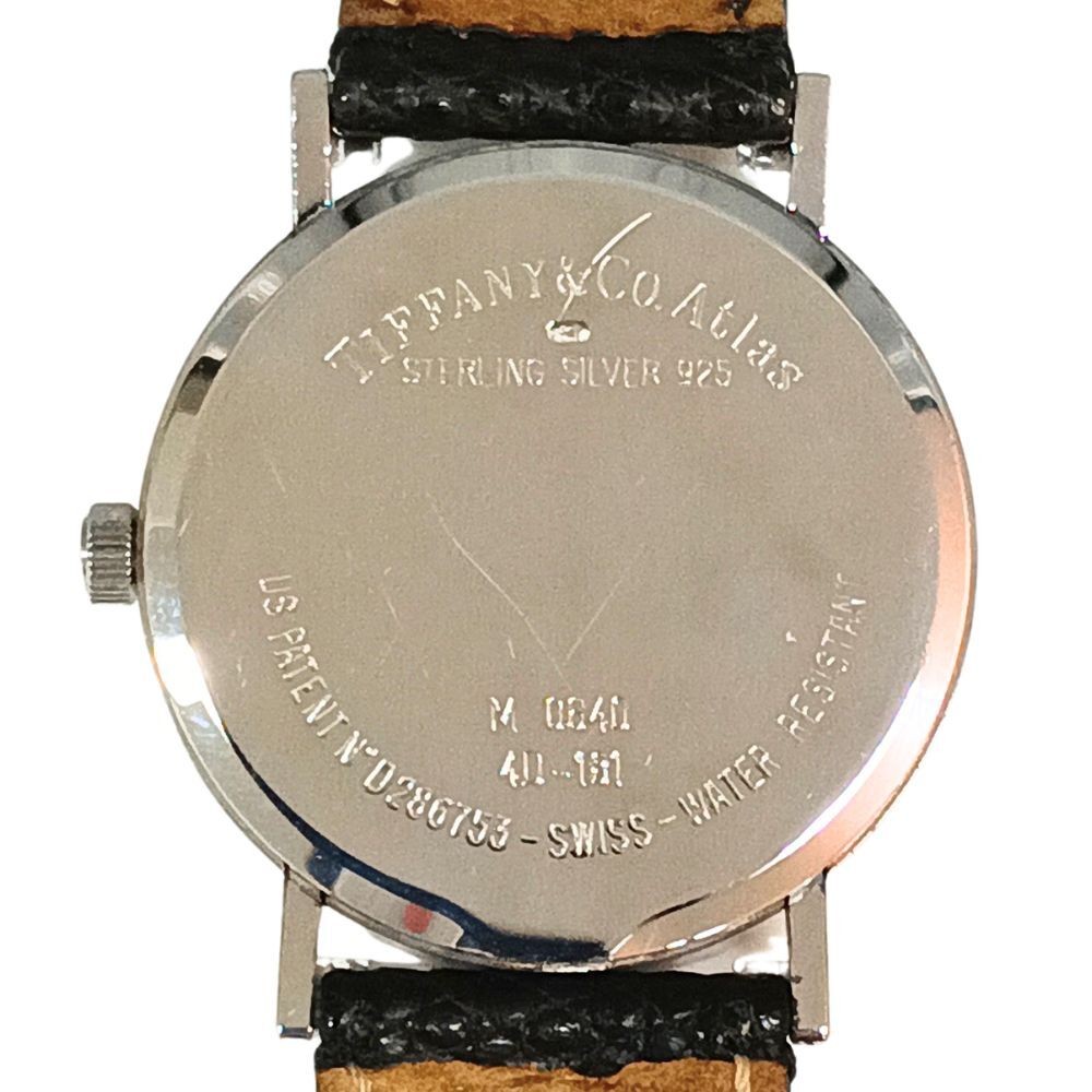TIFFANY & CO. Atlas M0640 Quartz SV925 Sterling Silver Leather Men’s Watch