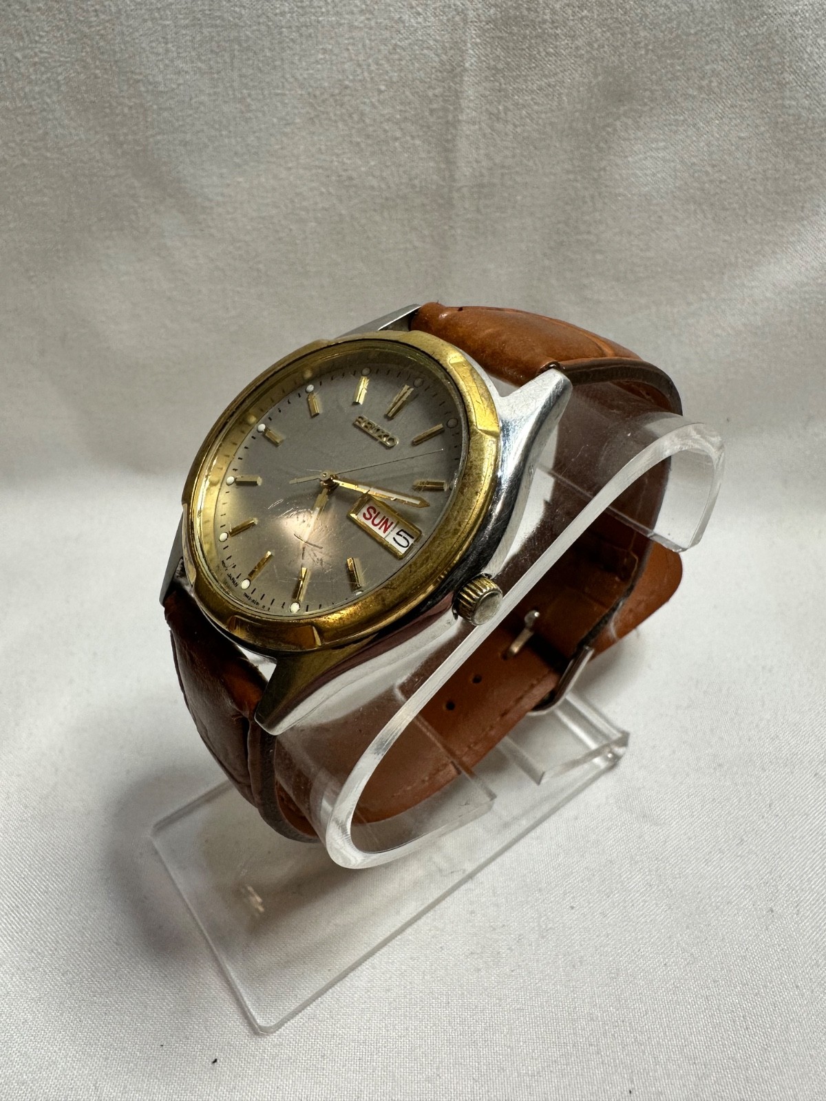 Vintage Seiko 7N43-8199 MENS WATCH GOLD TWO TONE