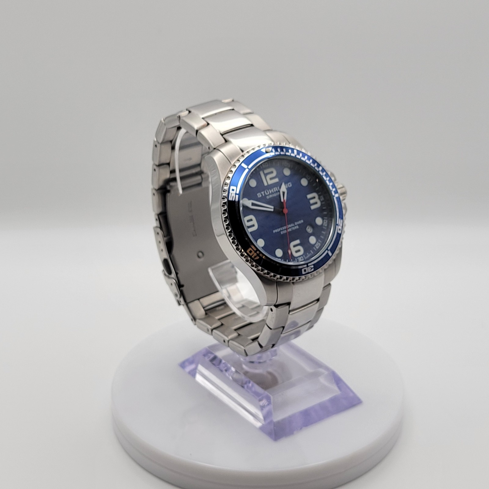Stuhrling Original Professional Diver Watch Blue Dial Stainless Steel 200M