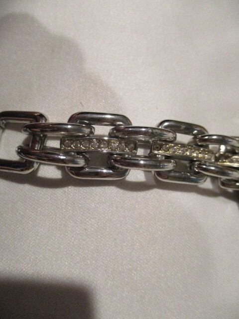 CELEBRITY 2 Tone Bracelet Watch International w/Rhinestones on Bracelet & Bezel
