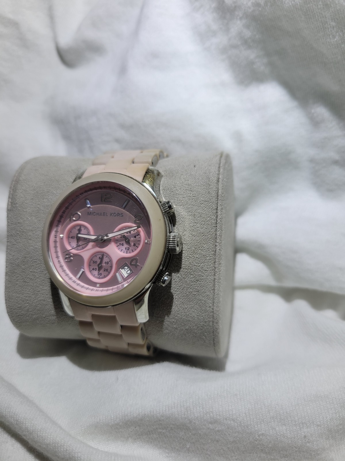 MICHAEL KORS WATCH PARKER ROSE MK5195 STEEL POLYCARBONATE LINKS NEEDS BATTERY