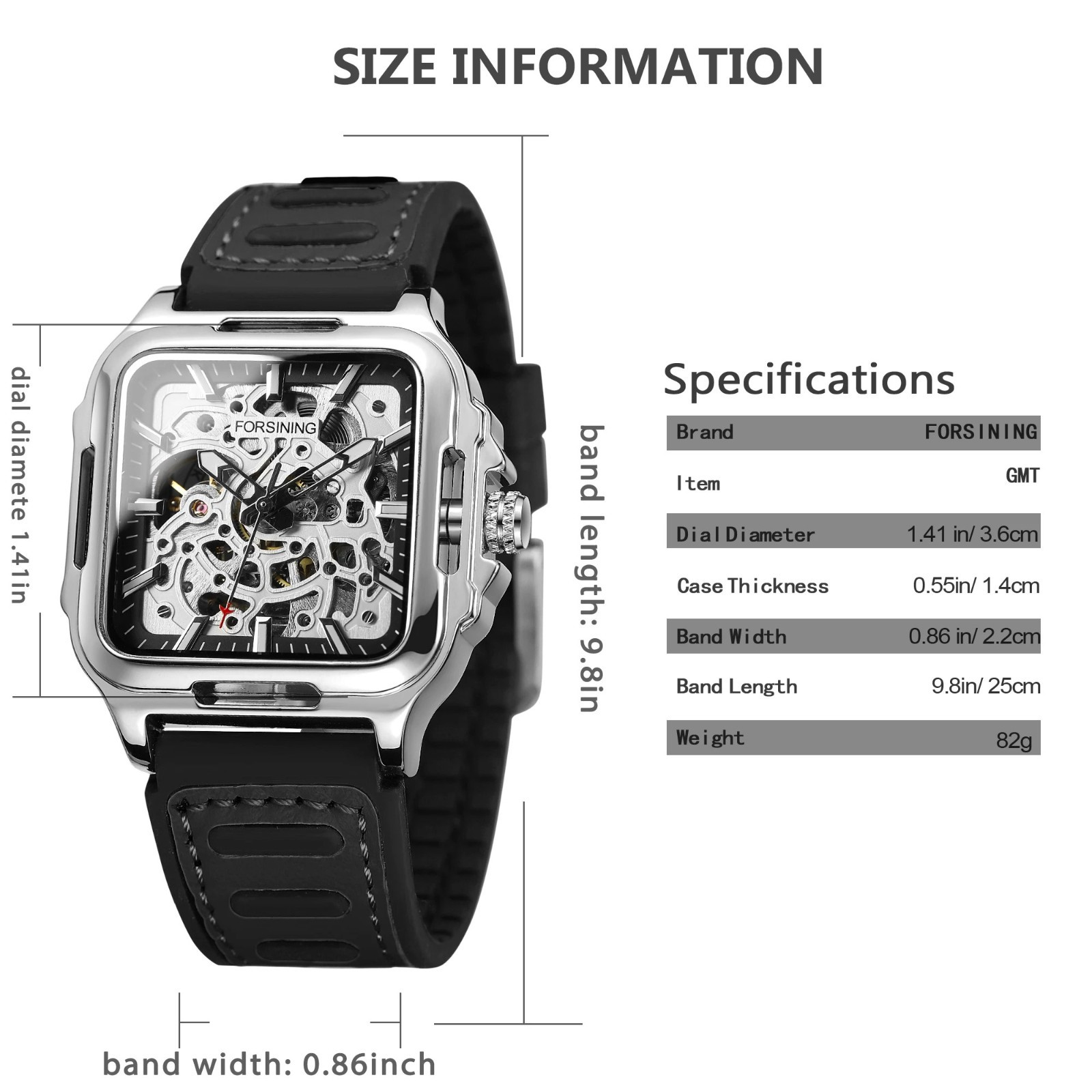 Forsining Hollow Engraving Men’s Automatic Mechanical Skeleton Watch Cool Sport