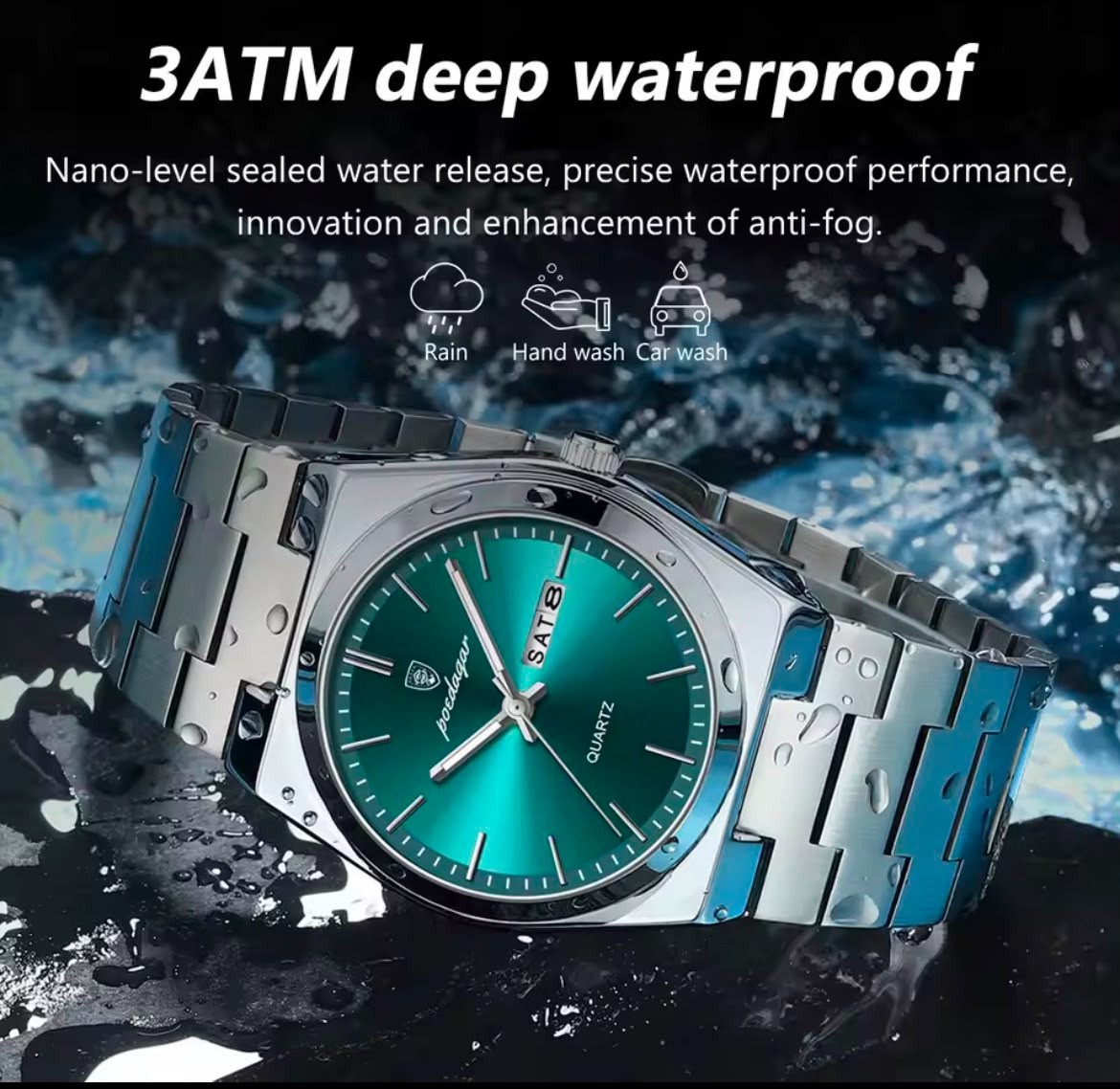 POEDAGAR Luxury Men’s Watches Waterproof Luminous Date Week Men Watch Stainless