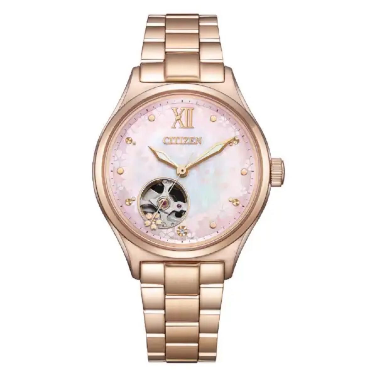 Brand new CITIZEN Mechanical Ladies wristwatch Pink gold Sakura PC1015 59W