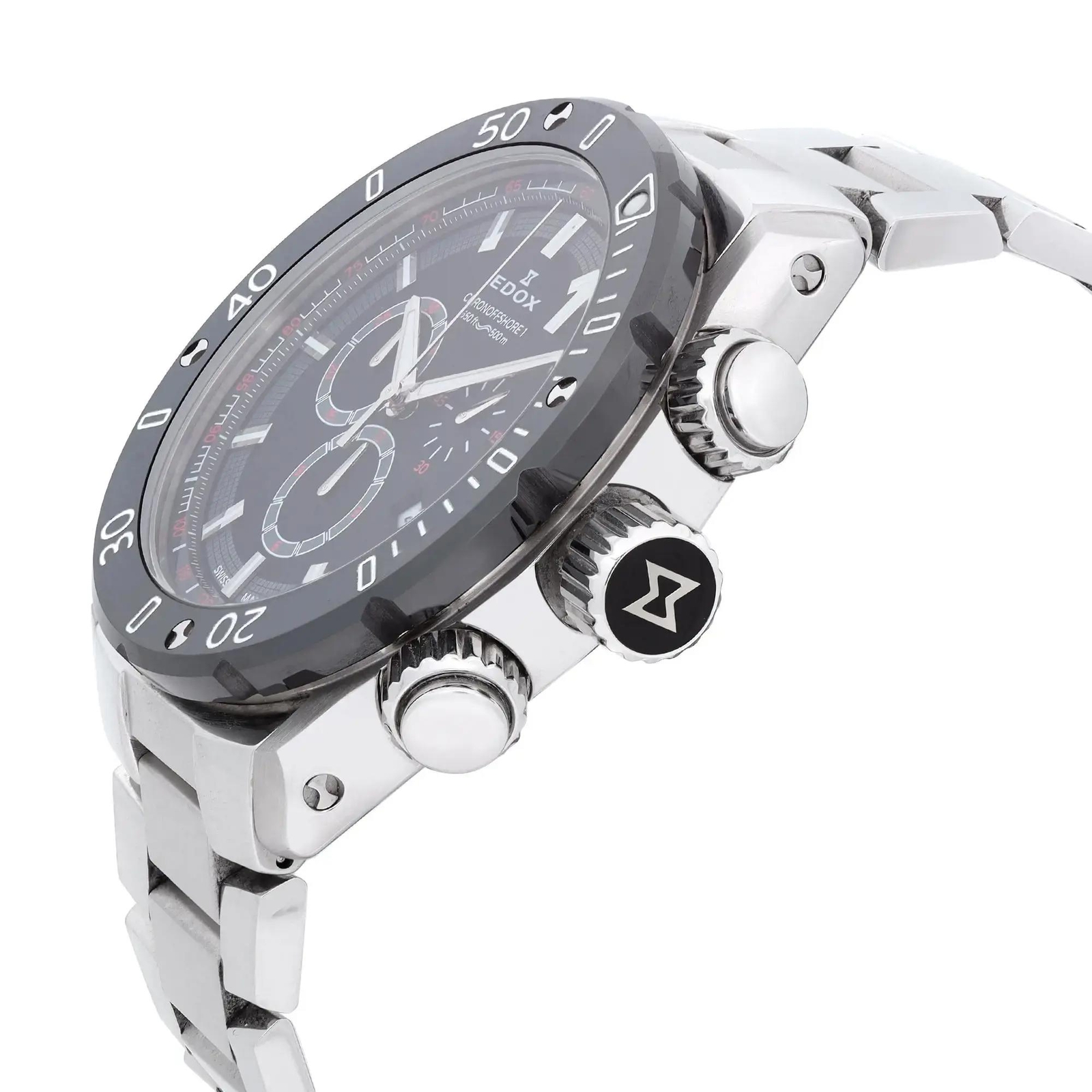 Edox Chronoffshore-1 Chronograph Steel Black Dial Quartz Men Watch 10221 3M NIN