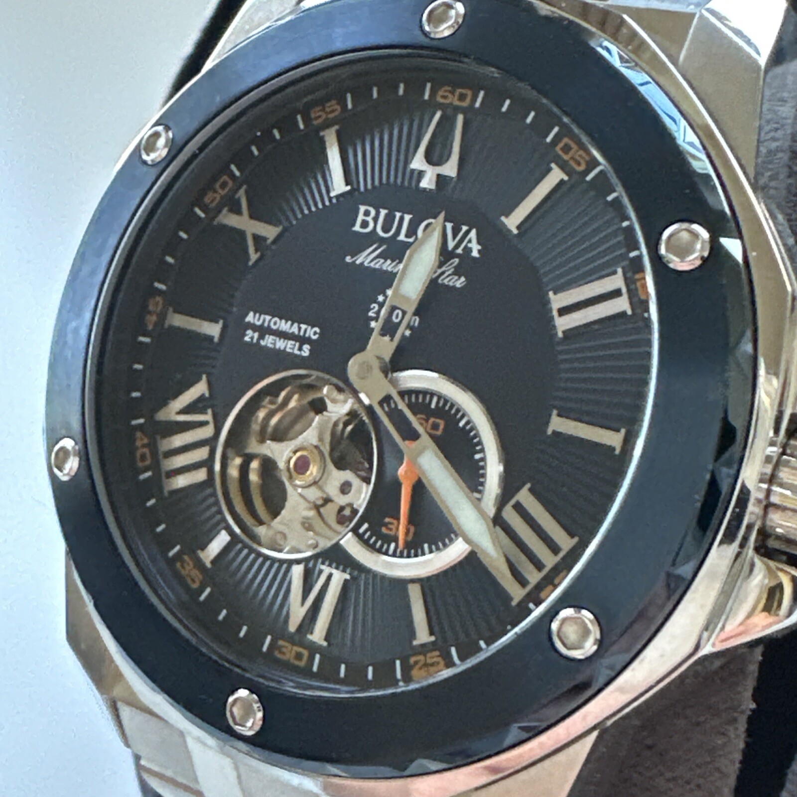 Bulova Men’s Marine Star Automatic Silver Stainless Steel Watch 44 MM 98A302