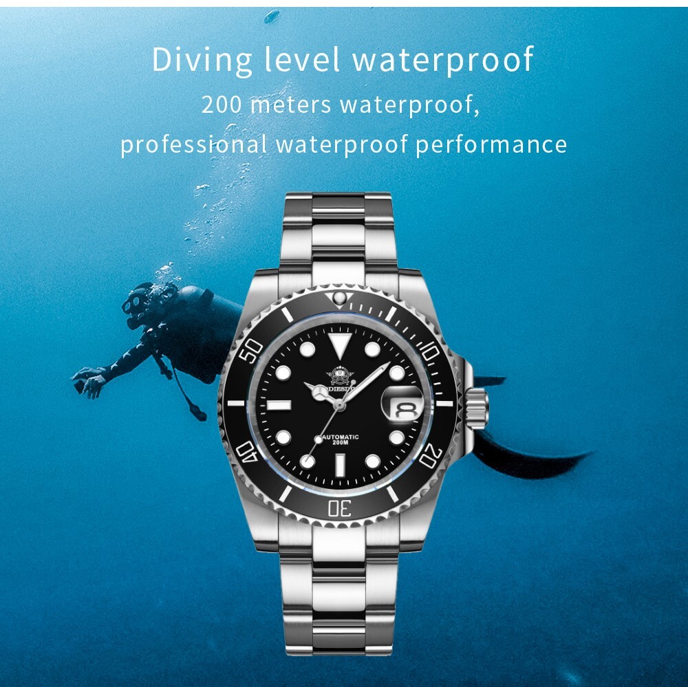 ADDIESDIVE Black 200M Diver Watch Automatic Citizen Miyota Sapphire Luminous New