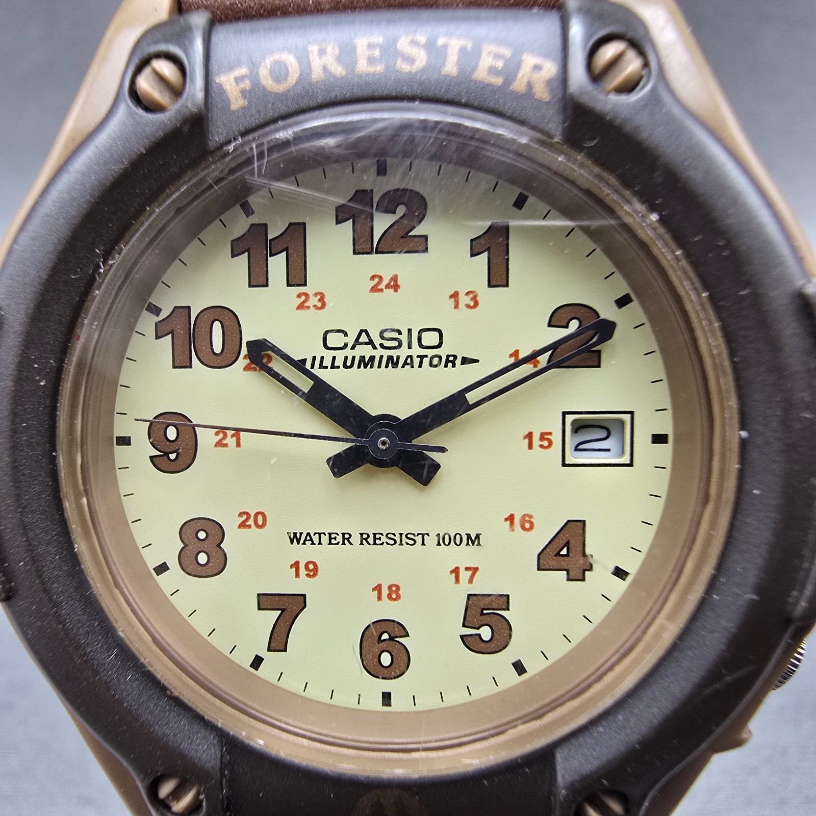 Casio FT-500 Watch Men 42mm Analog Digital Cream Dial Brown Case New Battery SRT