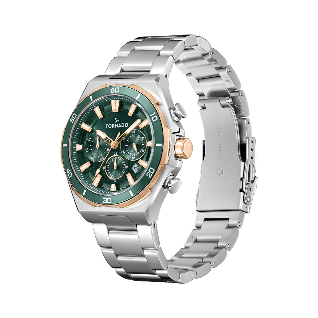 Tornado Strellar X Men’s Multi Function Watch | Green Dial, 45mm, 100 m (10 ATM)