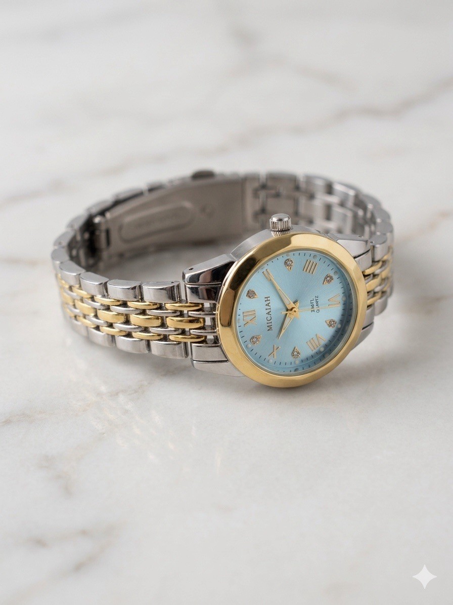 MICAIAH 2647 Women’s Quartz Stainless Bracelet Watch Blue Date 1.5karat diamonds