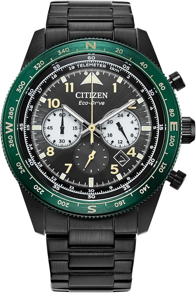 Citizen Men’s Sport Chronograph Calendar Eco-Drive Black Watch 43MM CA4555-81E