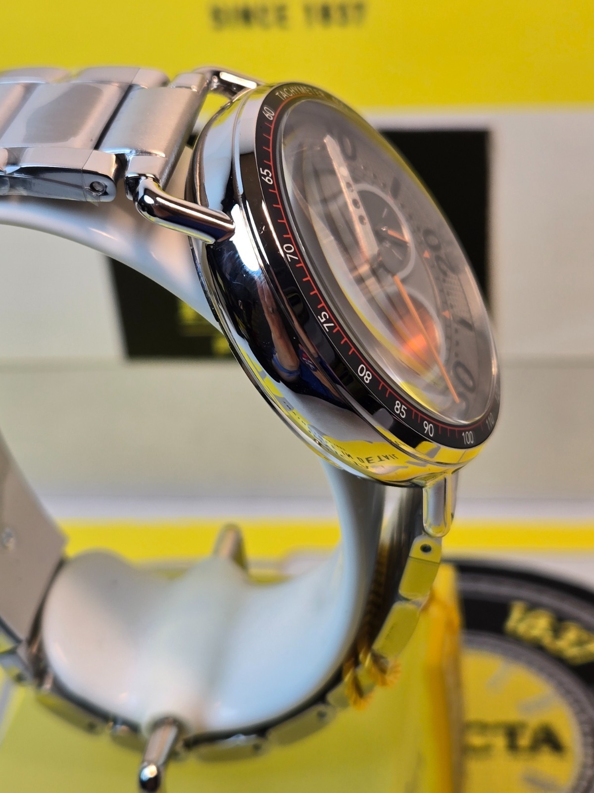 Invicta Speedway GearShift Men’s Watch Quartz 44mm, Steel w/ Orange & Black Dial