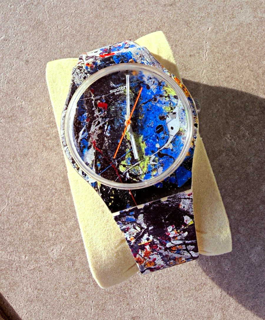 Swatch x Guggenheim Abstract Dial Quartz Watch Clear/Multicolor 34mm w/ Box